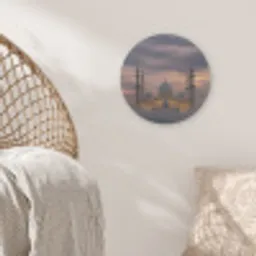 Zonsondergang - Moskee - Wolken - Islamitisch Akoestische PET Vilt - Rond klein -sfeer4
