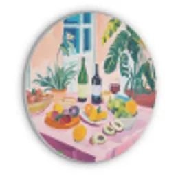 Tafel - Wijn - Fruit Akoestische PET Vilt - Rond klein -3d