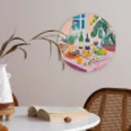 Tafel - Wijn - Fruit Akoestische PET Vilt - Rond klein -sfeer3