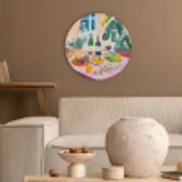 Tafel - Wijn - Fruit Akoestische PET Vilt - Rond klein -sfeer1