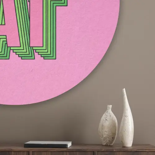 Tekst - Bold - Roze Akoestische PET Vilt - Rond klein -sfeer5_closeup