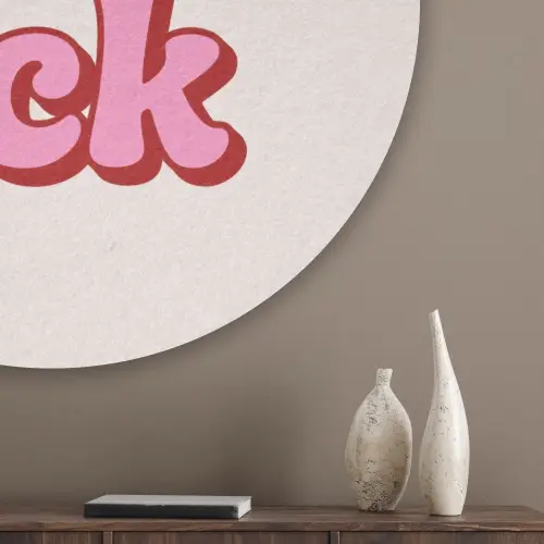 Tekst - Boodschap - Roze Akoestische PET Vilt - Rond klein -sfeer5_closeup