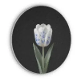 Tulp - Patroon - Blauw Akoestische PET Vilt - Rond klein -3d