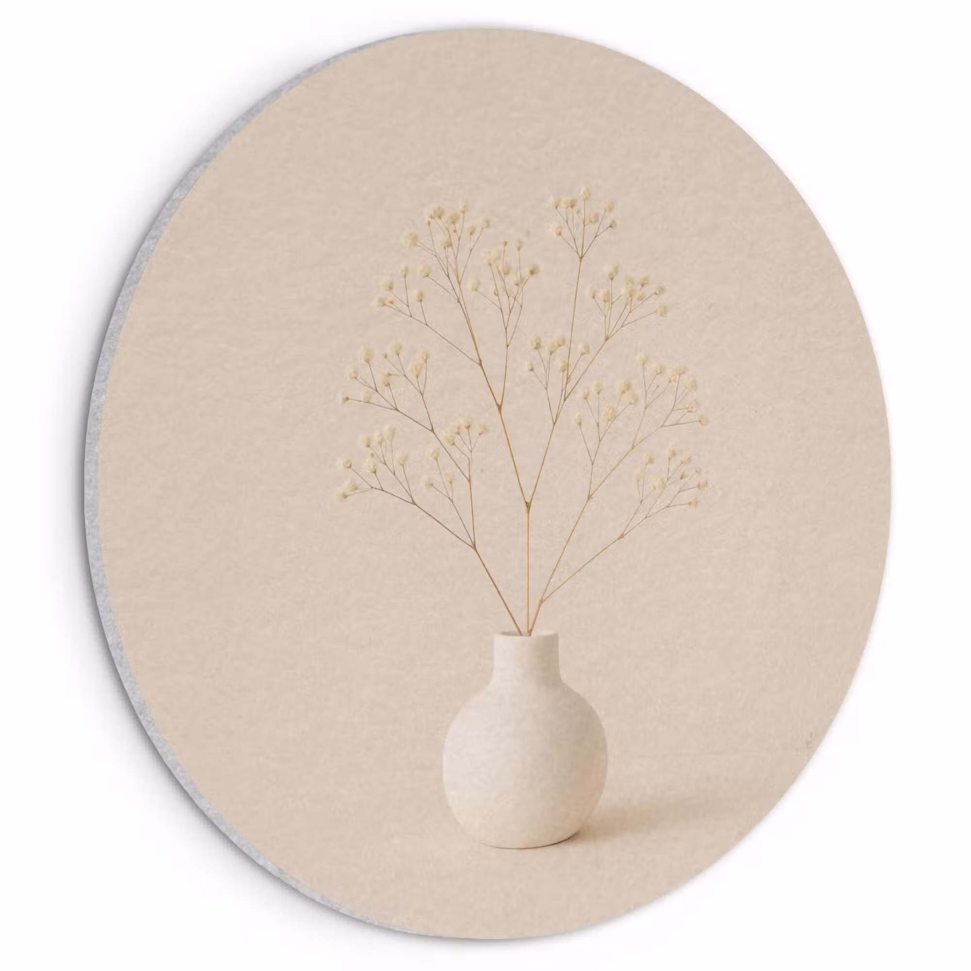 Acoustic painting round - Vase - Branches - Flowers - White