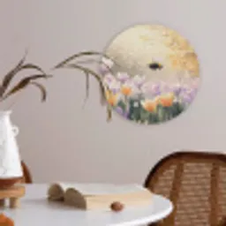 Viooltjes - bij - Zonlicht Akoestische PET Vilt - Rond klein -sfeer3