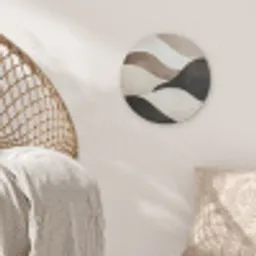 Golven - Abstract - Beige Akoestische PET Vilt - Rond klein -sfeer4