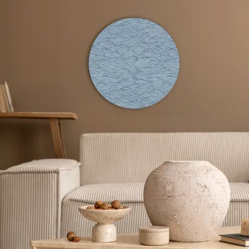 Golven - Ritmisch - Blauw Akoestische PET Vilt - Rond klein 838 -sfeer1