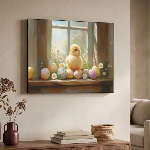 Kuiken - Raam - Paaseieren Textielframe - compleet frame klein -sfeer3