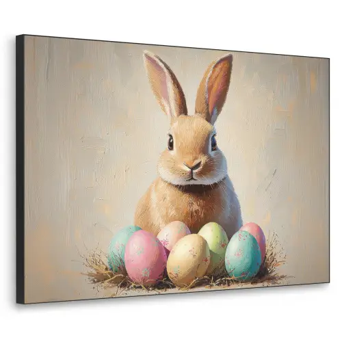Paashaas - Pastel - Eieren Textielframe - compleet frame klein -3d