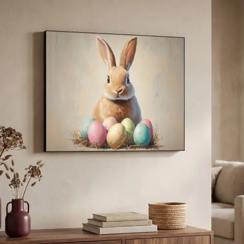 Paashaas - Pastel - Eieren Textielframe - compleet frame klein -sfeer3
