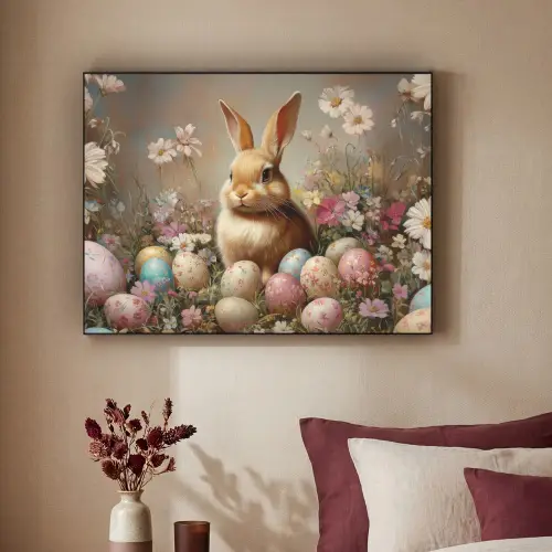 Paashaas - Lente - Paaseieren Textielframe zwart klein -sfeer1