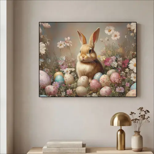 Paashaas - Lente - Paaseieren Textielframe - compleet frame klein -sfeer2