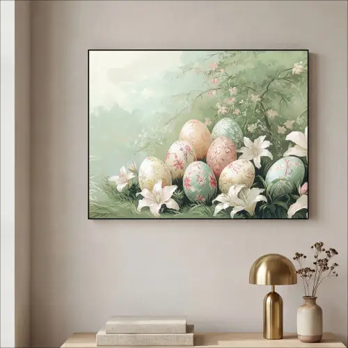 Paaseieren - Pasteltinten - Bloemen Textielframe - compleet frame klein -sfeer2