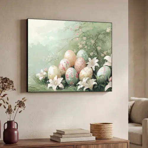 Paaseieren - Pasteltinten - Bloemen Textielframe - compleet frame klein -sfeer3