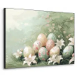 Paaseieren - Pasteltinten - Bloemen Textielframe zwart klein -3d