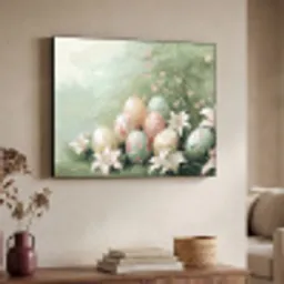 Paaseieren - Pasteltinten - Bloemen Textielframe zwart klein -sfeer3