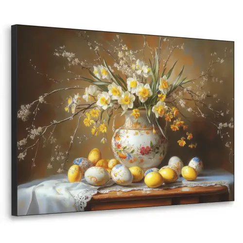 Paaseieren - Stilleven - Vaas Textielframe zwart klein -3d