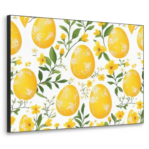 Bloemen - Paaseieren - Geel Textielframe zwart klein -3d