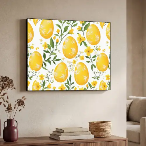 Bloemen - Paaseieren - Geel Textielframe - compleet frame klein -sfeer3