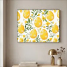 Bloemen - Paaseieren - Geel Textielframe zwart klein -sfeer2