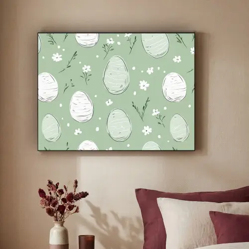 Groen - Eieren - Patroon Textielframe zwart klein -sfeer1