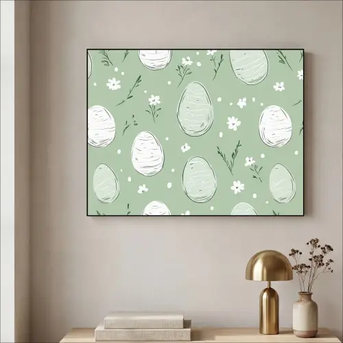 Groen - Eieren - Patroon Textielframe - compleet frame klein -sfeer2