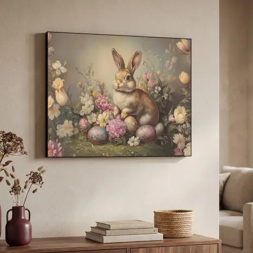 Haas - Stilleven - Bloemen Textielframe zwart klein -sfeer3