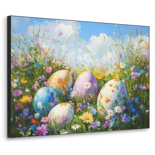 Grasveld - Eieren - Bloemen Textielframe - compleet frame klein -3d