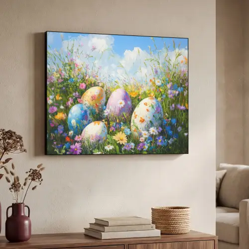 Grasveld - Eieren - Bloemen Textielframe - compleet frame klein -sfeer3