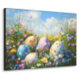 Grasveld - Eieren - Bloemen Textielframe zwart klein -3d