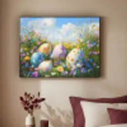 Grasveld - Eieren - Bloemen Textielframe zwart klein -sfeer1