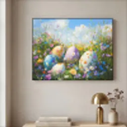 Grasveld - Eieren - Bloemen Textielframe - compleet frame klein -sfeer2
