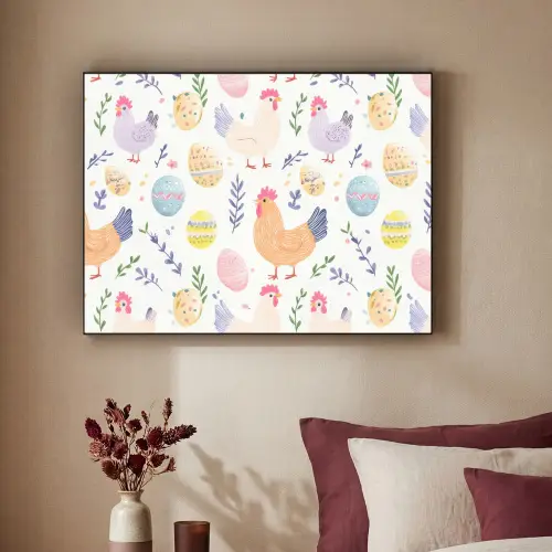 Patroon - Kip - Paaseieren Textielframe - compleet frame klein -sfeer1