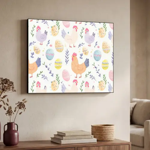 Patroon - Kip - Paaseieren Textielframe - compleet frame klein -sfeer3