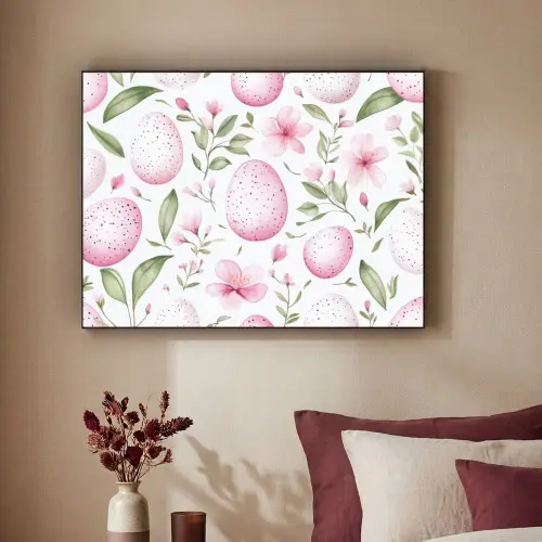 Patroon - Eieren - Roze - Pasen Textielframe - compleet frame klein -sfeer1