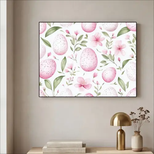 Patroon - Eieren - Roze - Pasen Textielframe zwart klein -sfeer2