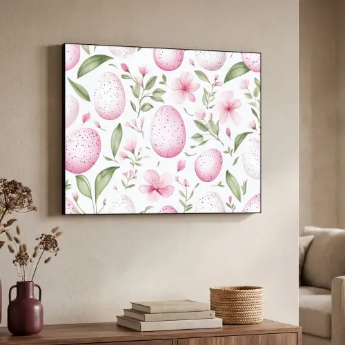 Patroon - Eieren - Roze - Pasen Textielframe zwart klein -sfeer3