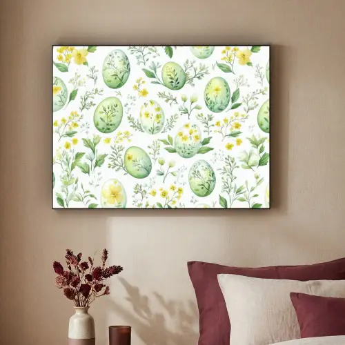 Patroon - Groen - Eieren Textielframe - compleet frame klein -sfeer1