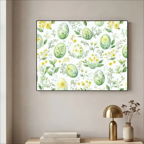 Patroon - Groen - Eieren Textielframe - compleet frame klein -sfeer2