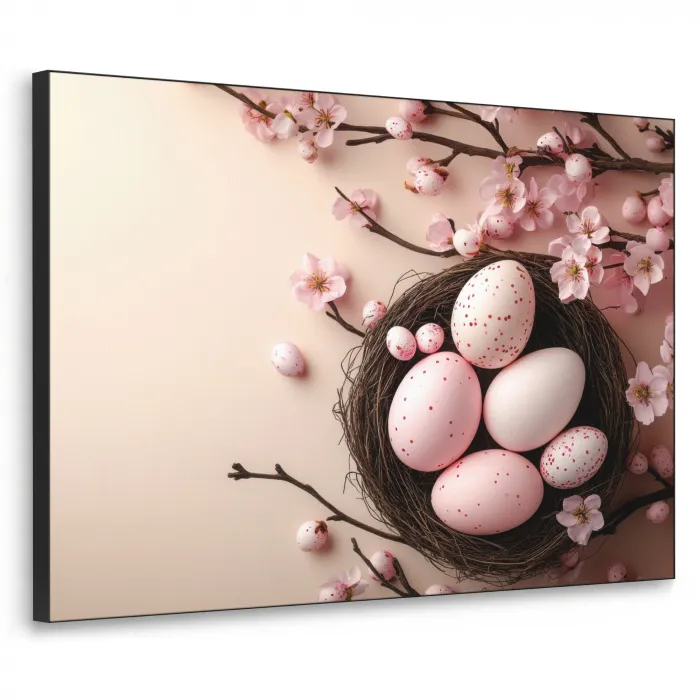 Roze - Bloesems - Eieren Textielframe - compleet frame klein -3d