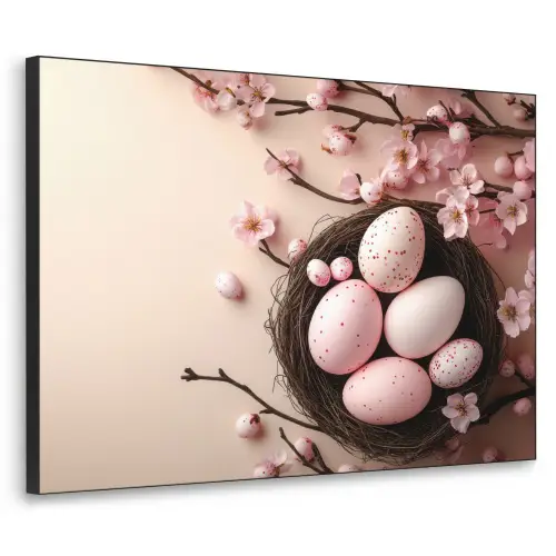 Roze - Bloesems - Eieren Textielframe - compleet frame klein -3d