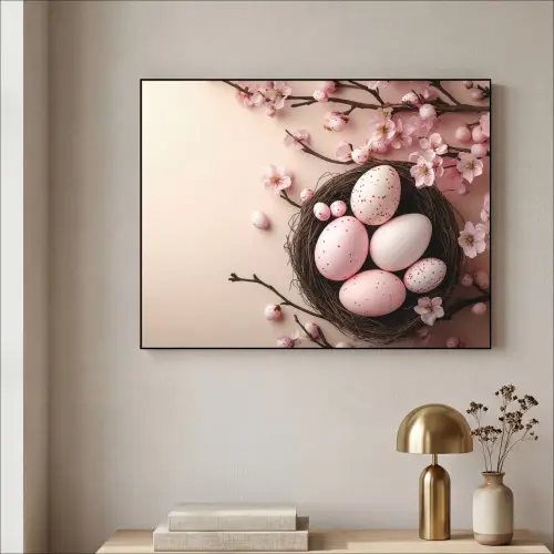 Roze - Bloesems - Eieren Textielframe - compleet frame klein -sfeer2