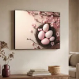 Roze - Bloesems - Eieren Textielframe - compleet frame klein -sfeer3