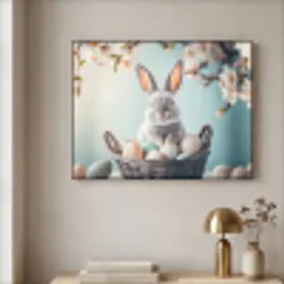 Konijn - Eieren - Mand Textielframe - compleet frame klein -sfeer2