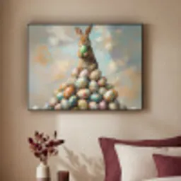 Konijn - Eieren - Kleurrijk Textielframe - compleet frame klein -sfeer1