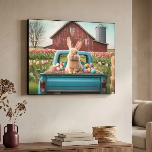 Konijn - Boerderij - Eieren Textielframe - compleet frame klein -sfeer3