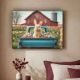 Konijn - Boerderij - Eieren Textielframe zwart klein -sfeer1