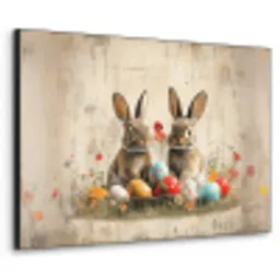 Konijnen - Bloemen - Eieren Textielframe - compleet frame klein -3d