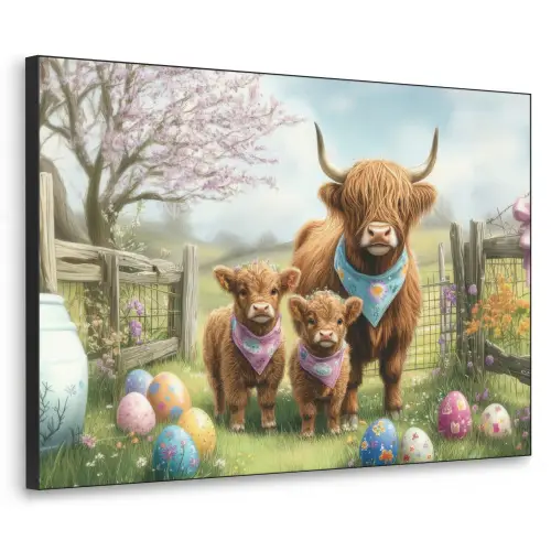 Schotsehooglanders - Paaseieren - Lente Textielframe - compleet frame klein -3d