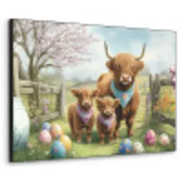 Schotsehooglanders - Paaseieren - Lente Textielframe zwart klein -3d